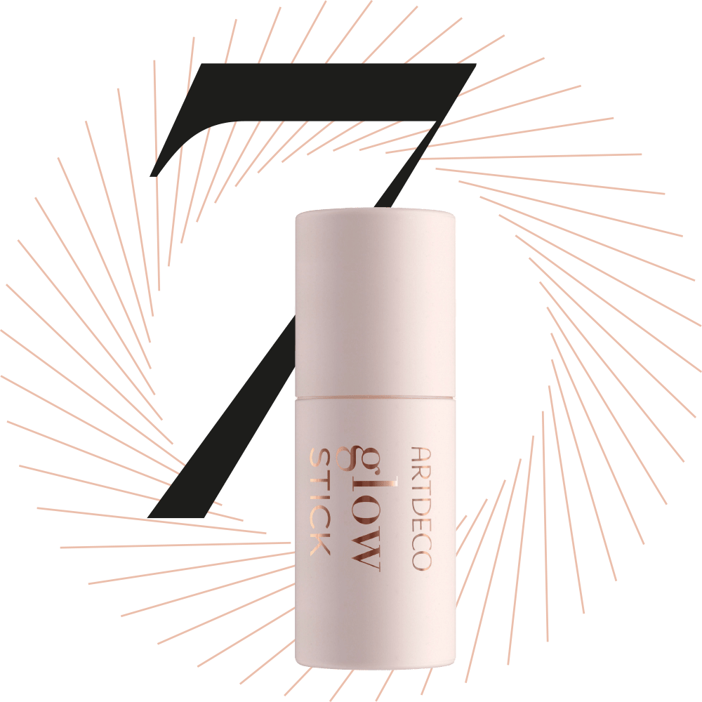 Verpackung Artdeco Glow-Stick, schwarze Ziffer 7 im Hintergrund