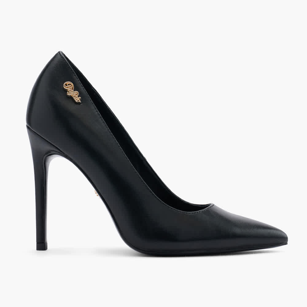 Schwarzer Stiletto mit Gold-Akzenten