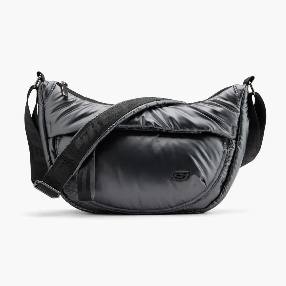 Schwarze Halfmoon Bag in Leder-Optik