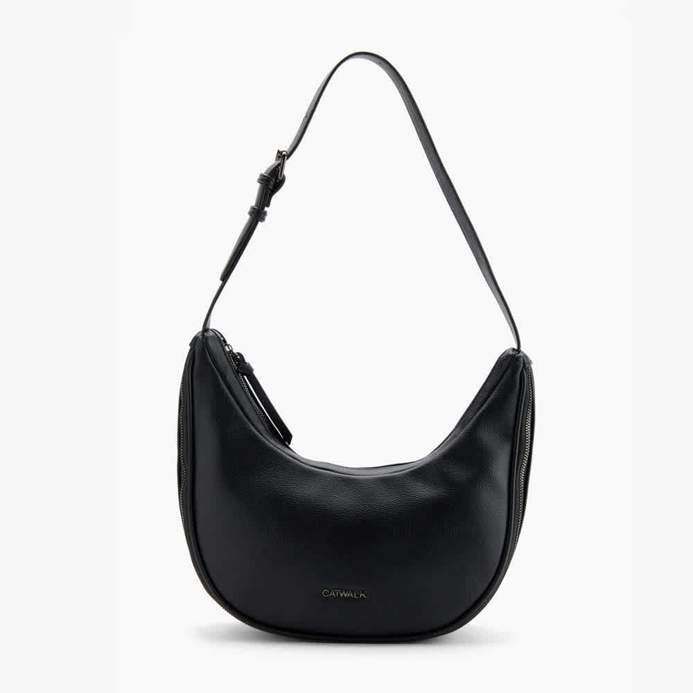 Schwarze Halfmoon Bag mit Trageschlaufe 