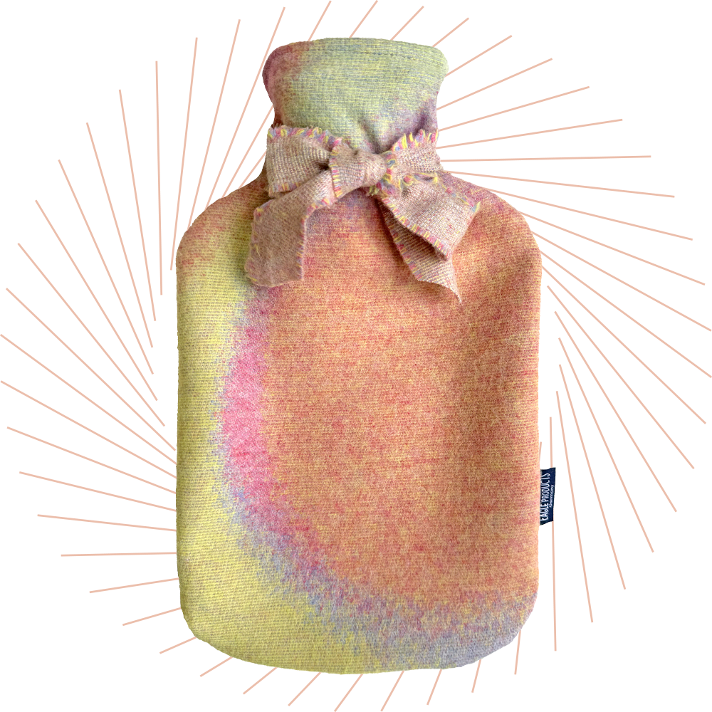 Bunter Bezug für eine Wärmflasche