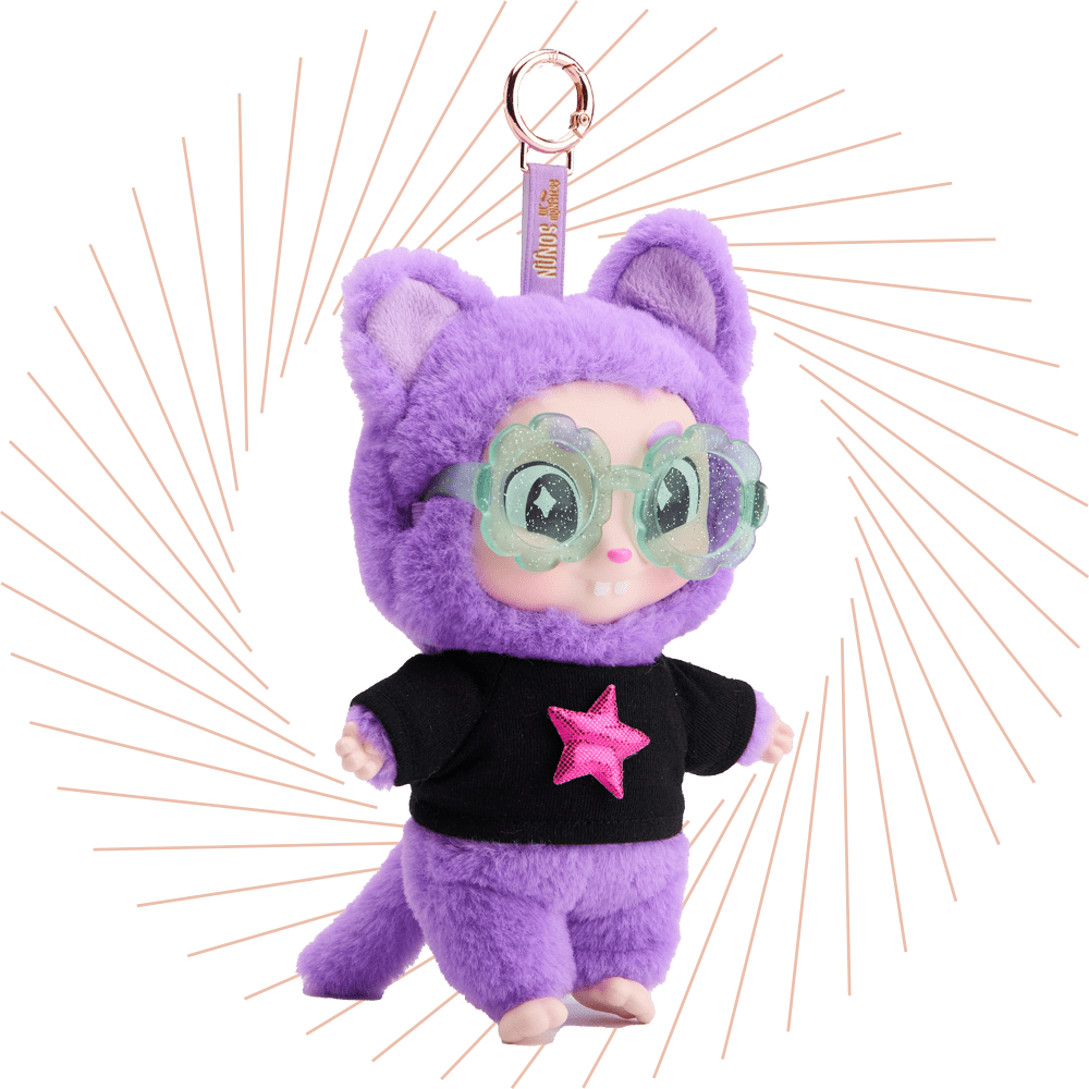 Lilafarbener Labubu-Schlüsselanhänger