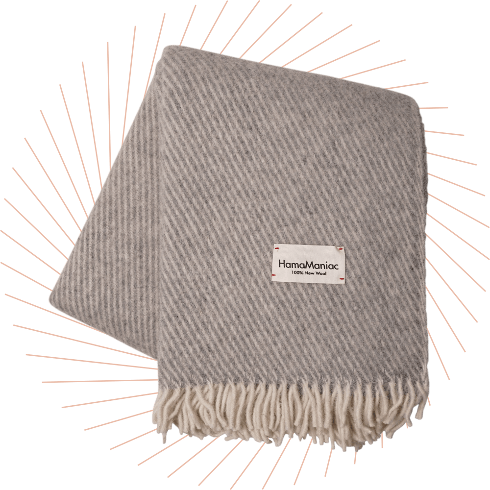 Dunkelgraue Wolldecke mit Fransen