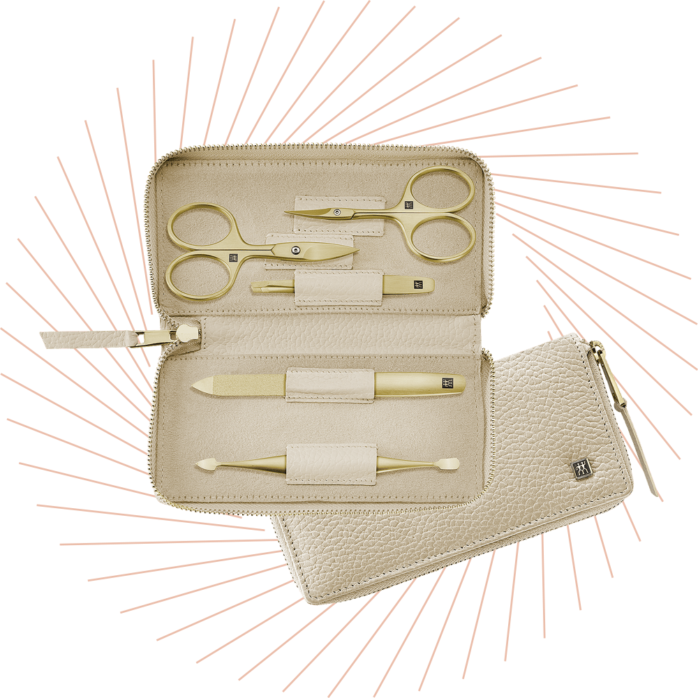 Goldenes Maniküre-Etui mit Utensilien