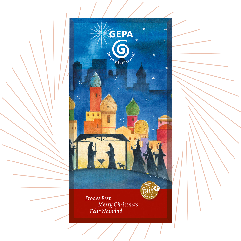 Fairtrade-Schokolade mit Weihnachts-Motiv