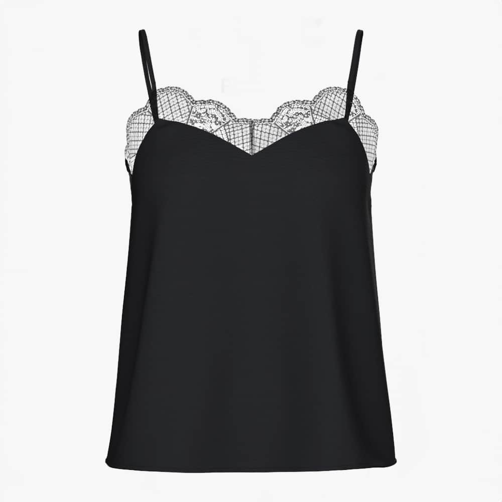Schwarzes Negligé mit weißer Spitze