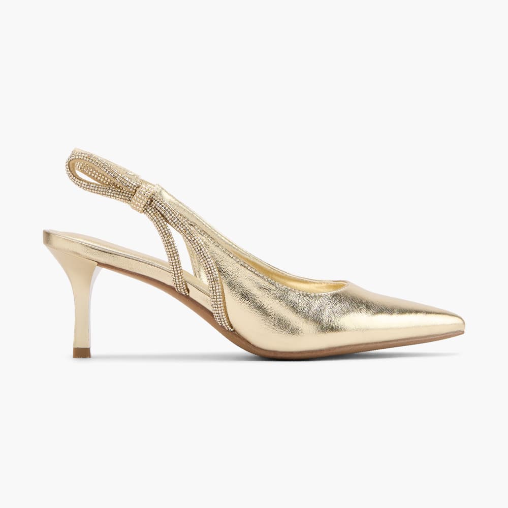 Eleganter silber-goldener Stiletto mit geschwungener Struktur
