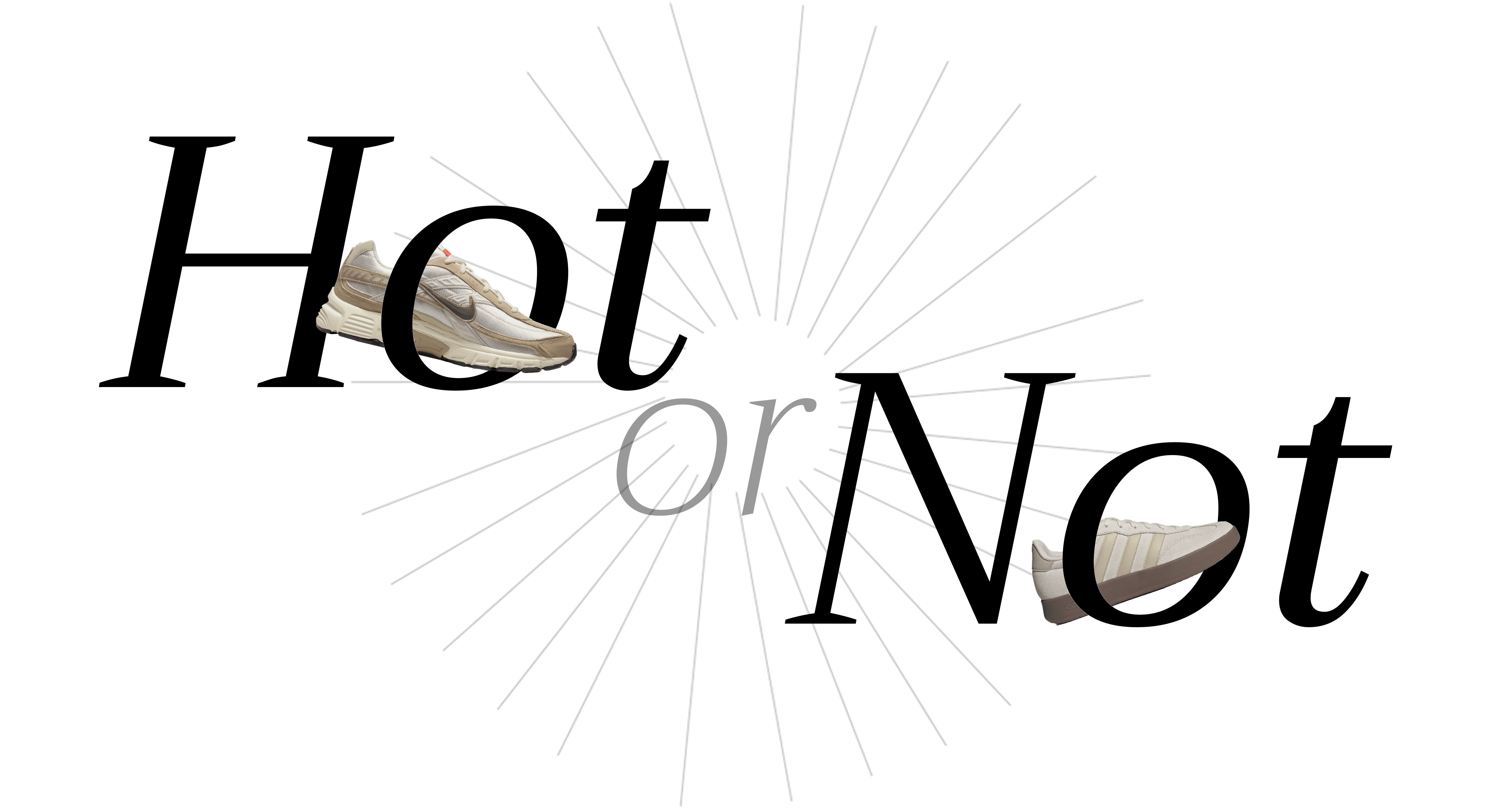 Schriftzug "Hot or Not" mit Schuh-Freistellern