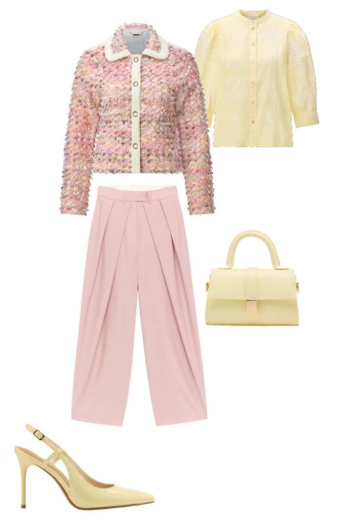 Kleidungs-Kombinationen mit Pastellfarben für Hochzeitsgäste