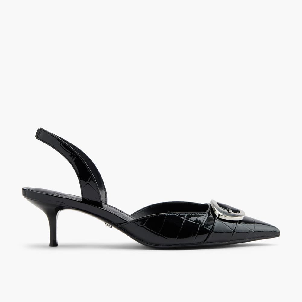 Eleganter schwarzer Slingback-Pumps mit Pfennigabsatz