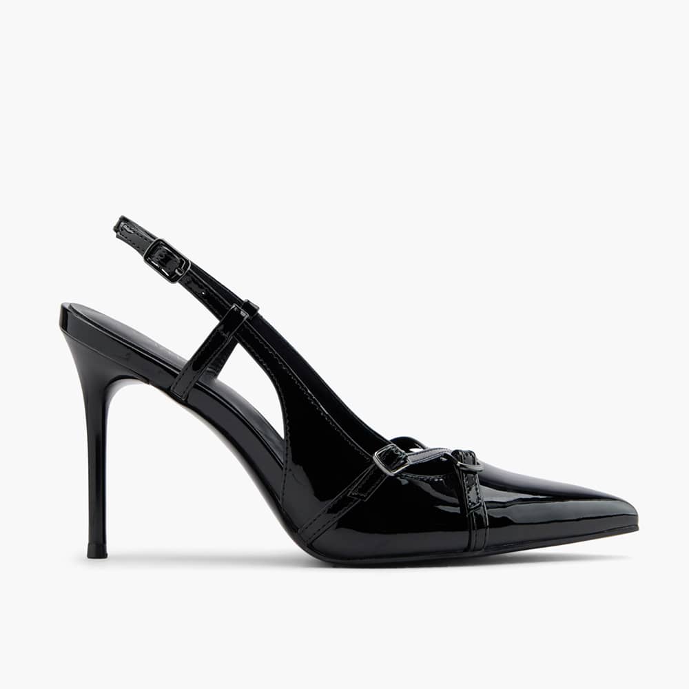 Schwarzer Heel in glänzender Optik