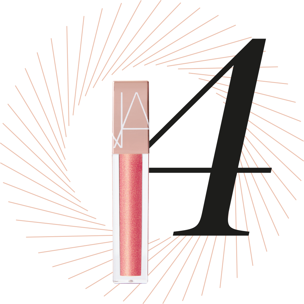 Rosé Lipgloss, schwarze Ziffer 4 im Hintergrund