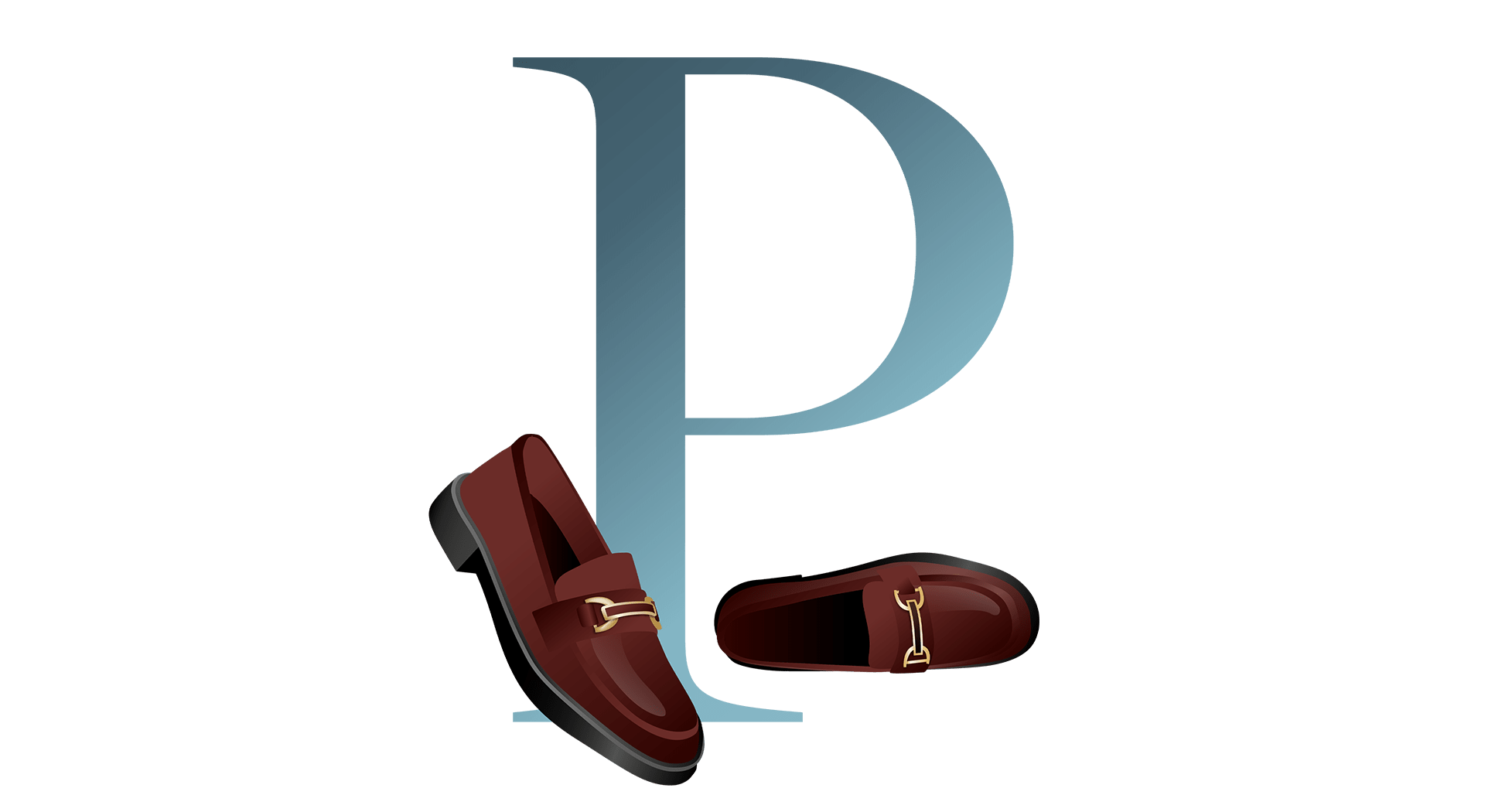 Illustration des Buchstabens P, vorne sind Loafer abgebildet