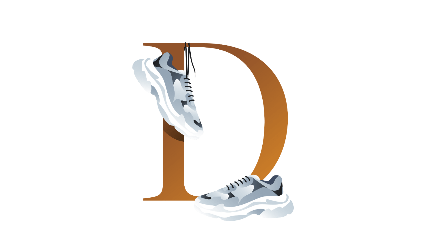 Illustration des Buchstabens D, symbolisch für Dad Sneaker