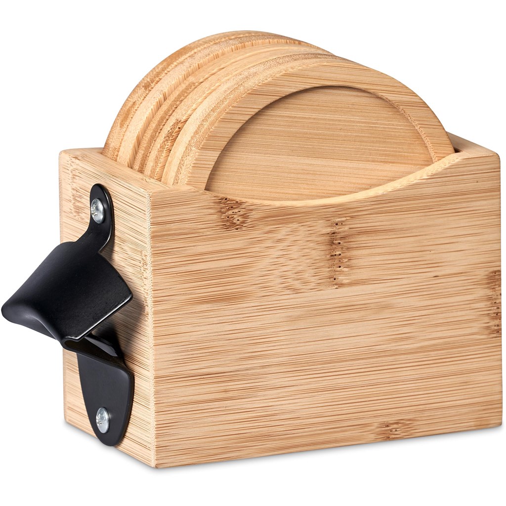 Kanpai Bamboo Coaster & Bottle Opener Set - Image 6819ed6866839a50a0736777