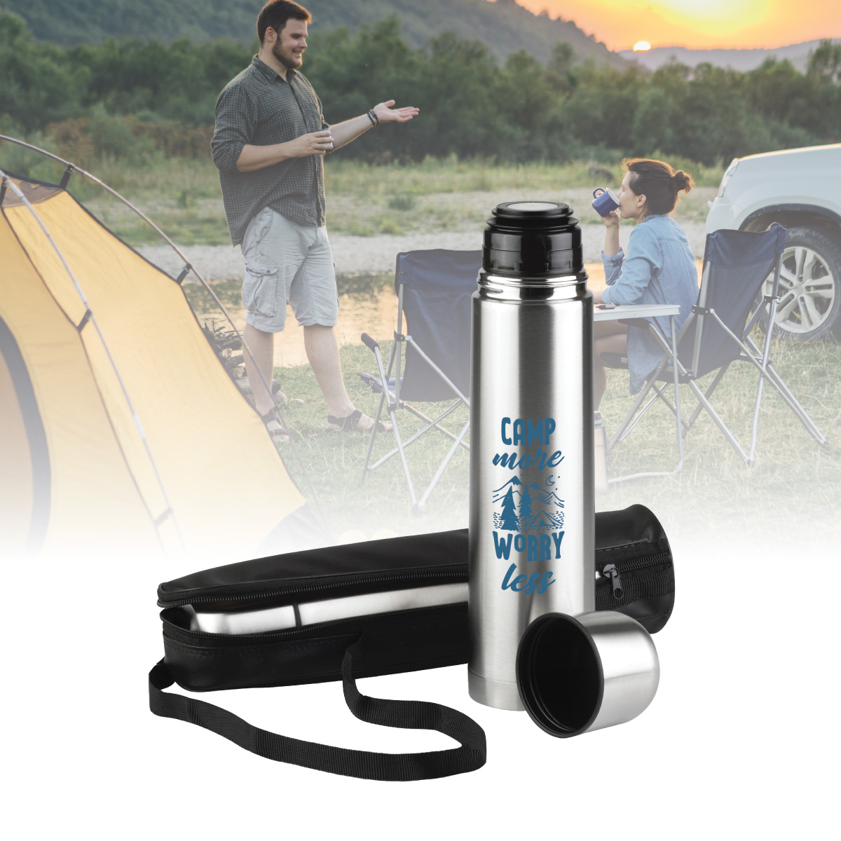 1L Stainless Steel Flask - Silver