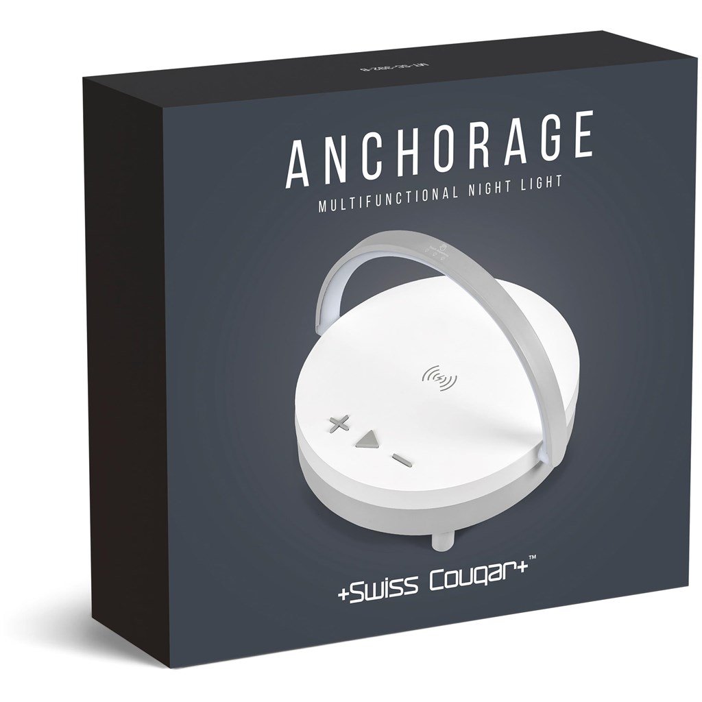Swiss Cougar Anchorage Bluetooth Speaker, Wireless Charger & Night Light - Image 68aec9da082685352392a23c