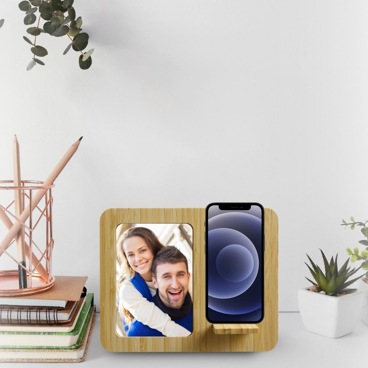 Bamboo Wireless Charger & Photo Frame