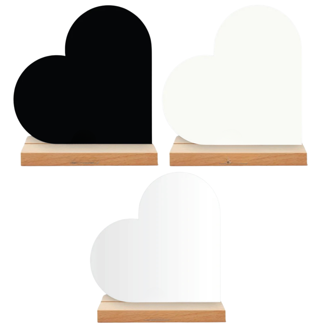 Acrylic Side Heart Table Sign & Wooden Stand - Image 68ca7a39ba61d0475c9847b2