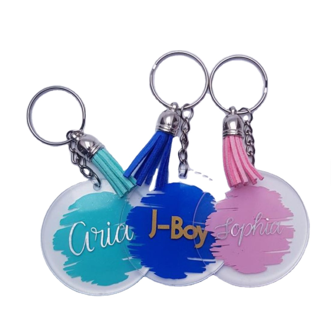 Acrylic Keychain with Tassles - Image 68ca803eba61d0475c98480a