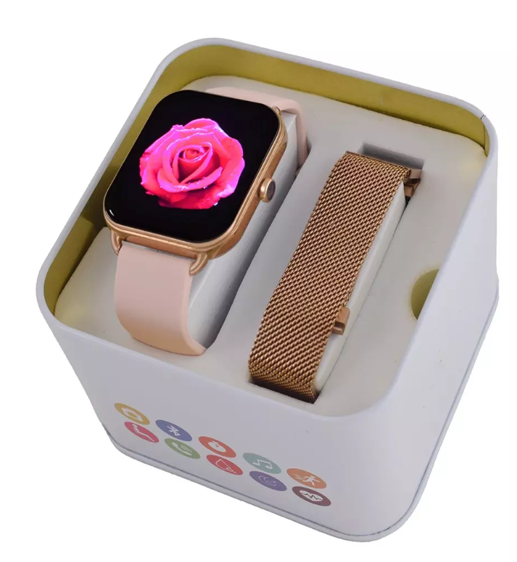 Pink Resin Smart Watch Set - Image 6a0c3b9815cb38af415f549f