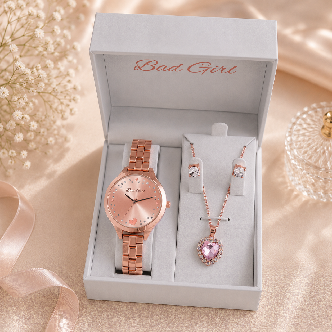 Bad Girl Watch & Jewellery Set