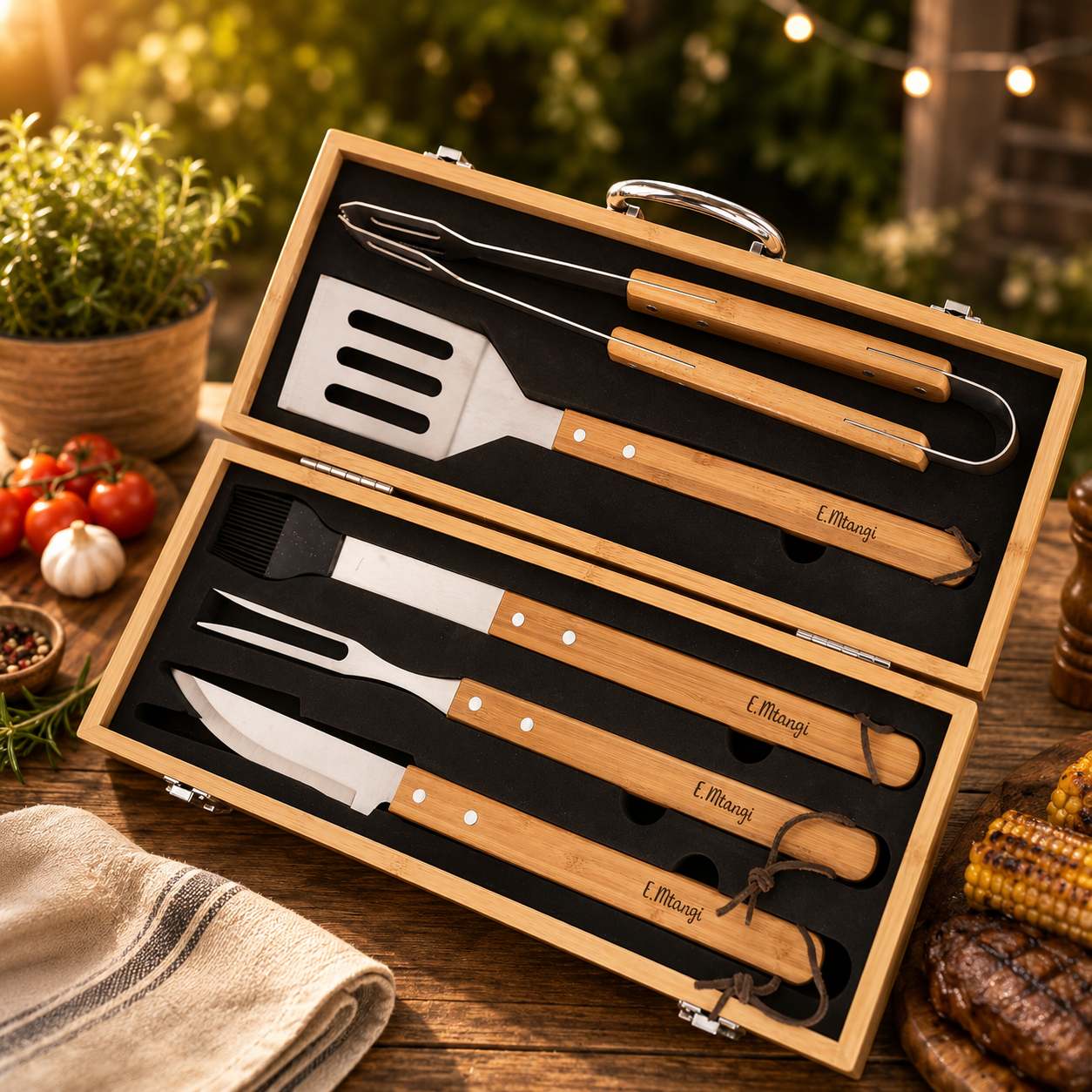Yakiniku Bamboo 5-Piece Braai Set - Image 6a0c4a2815cb38af415f564f