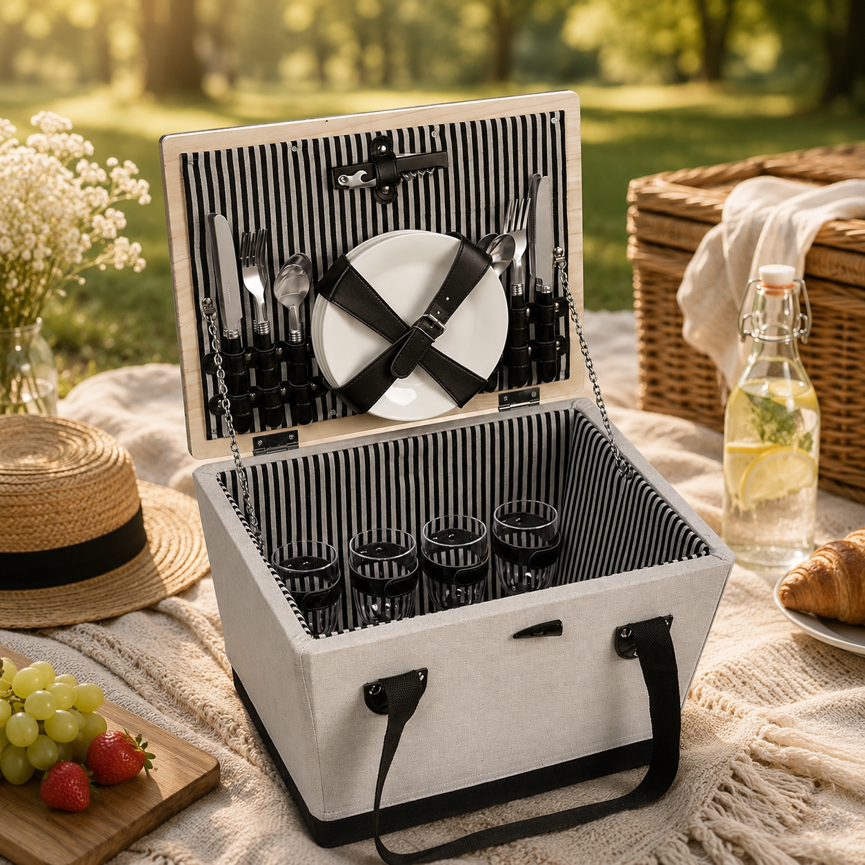 Serendipio Willow 4-Person Picnic Basket