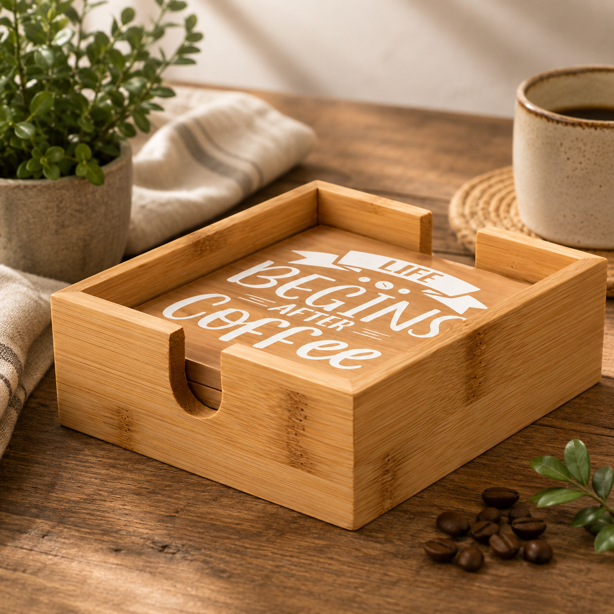 Bamboo Coaster Set