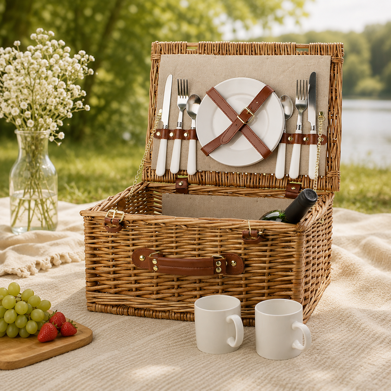 Two Person Willow Picnic Basket