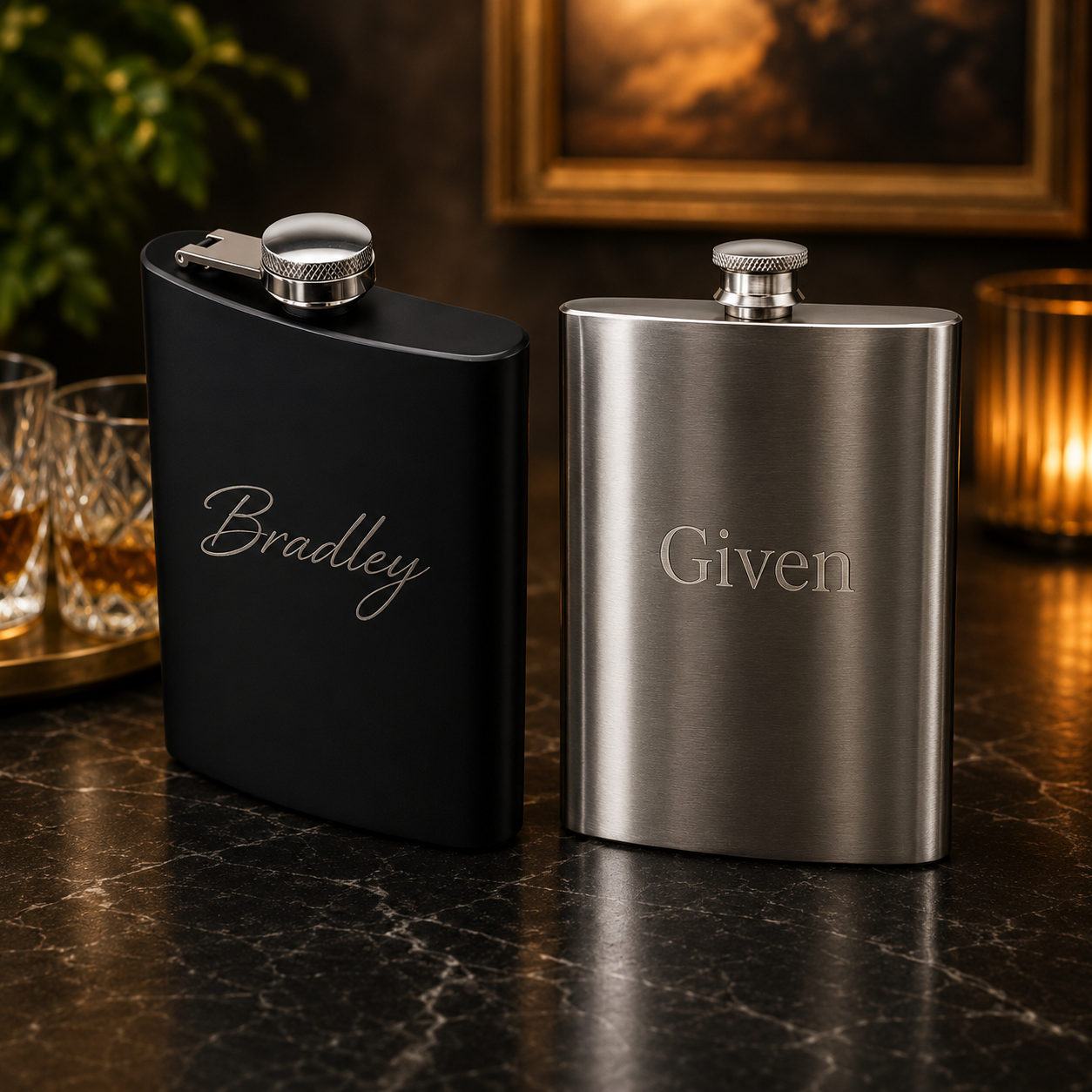 Engraving Hip Flask