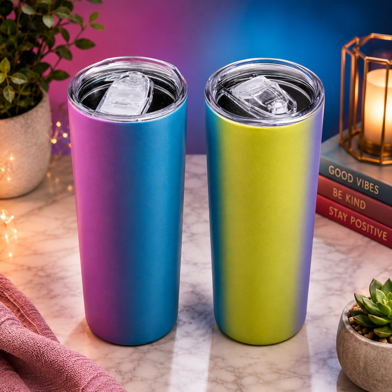 Skinny Rainbow Shimmer Tumbler