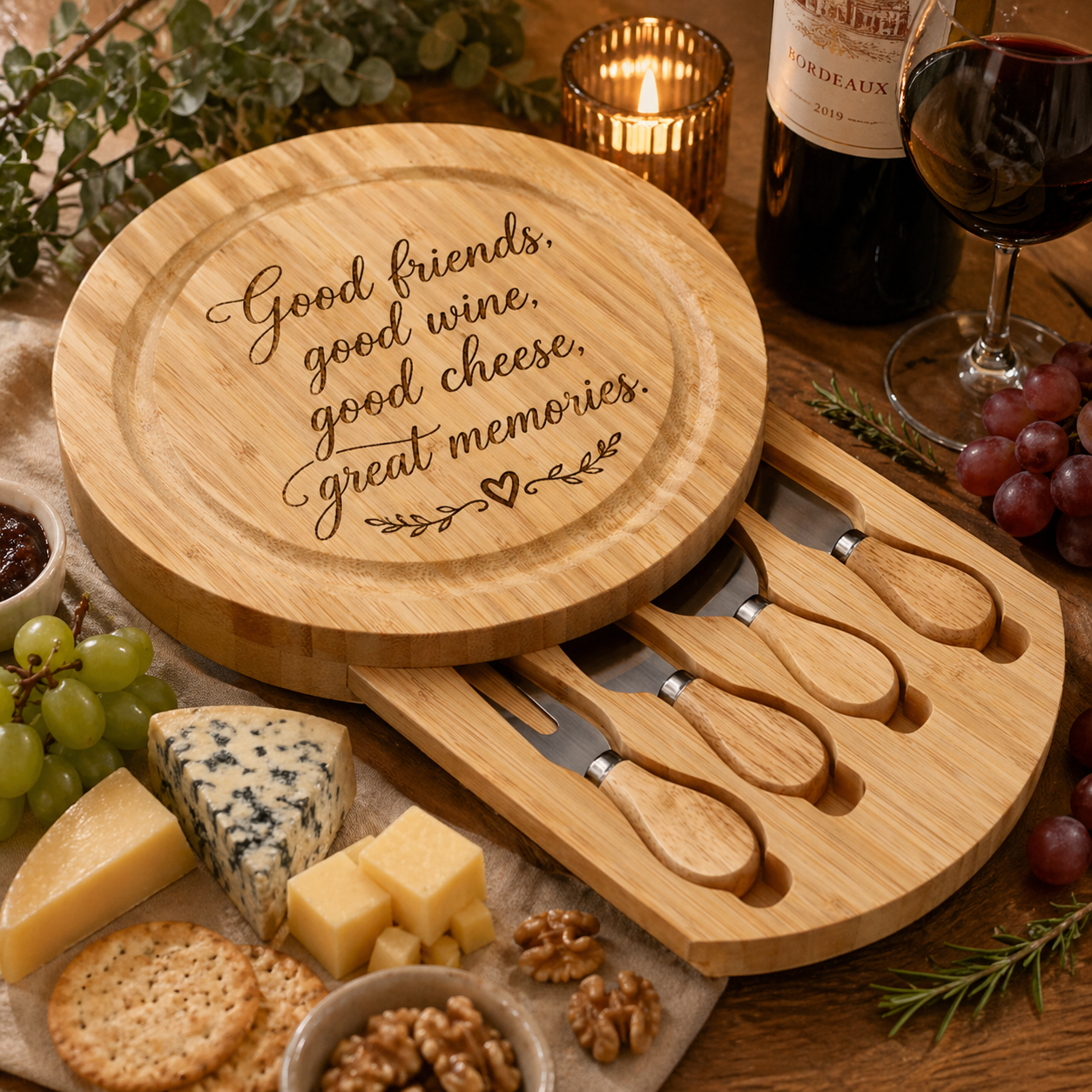 25cm Round Bamboo Cheese Plate