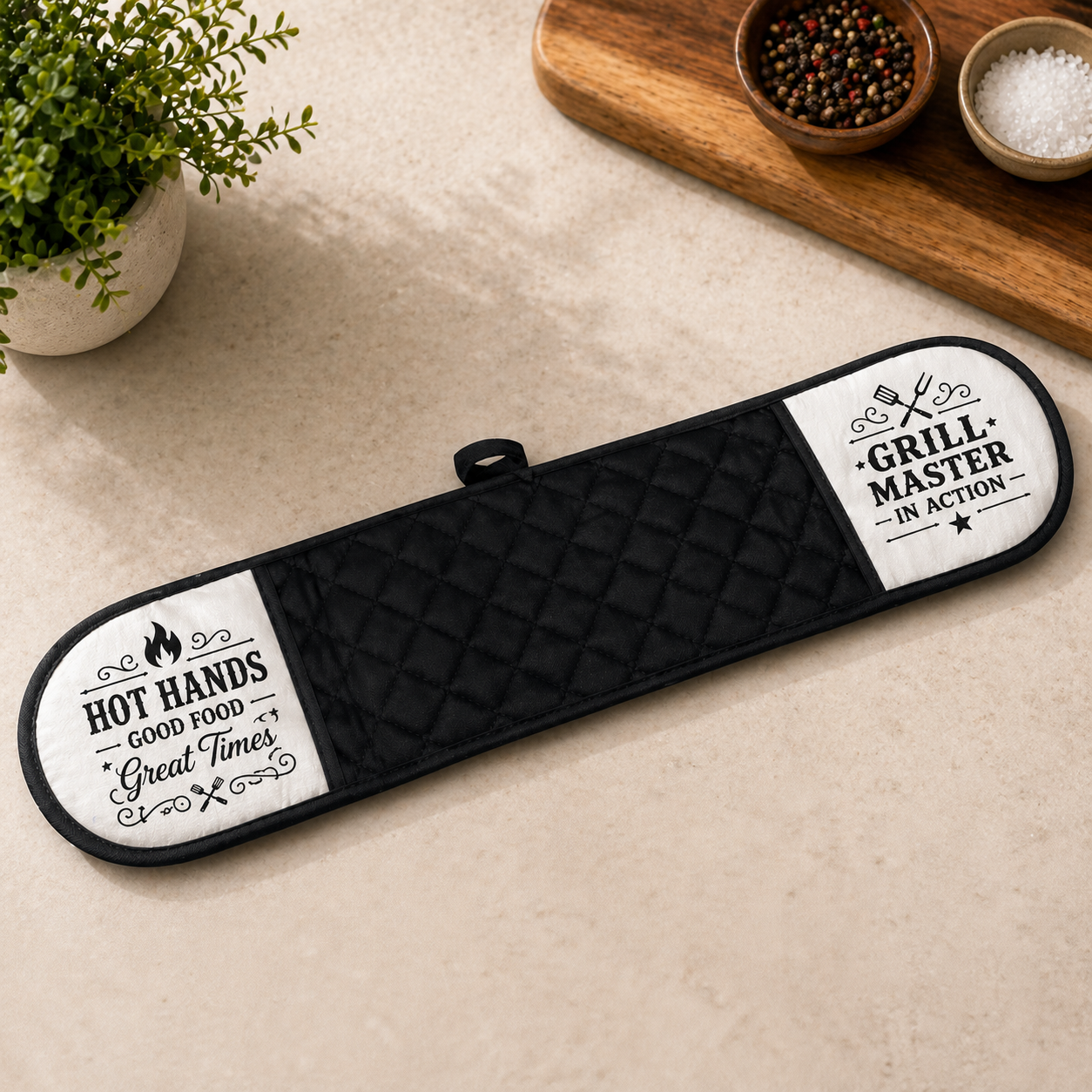 Chefs Oven Glove Black/White
