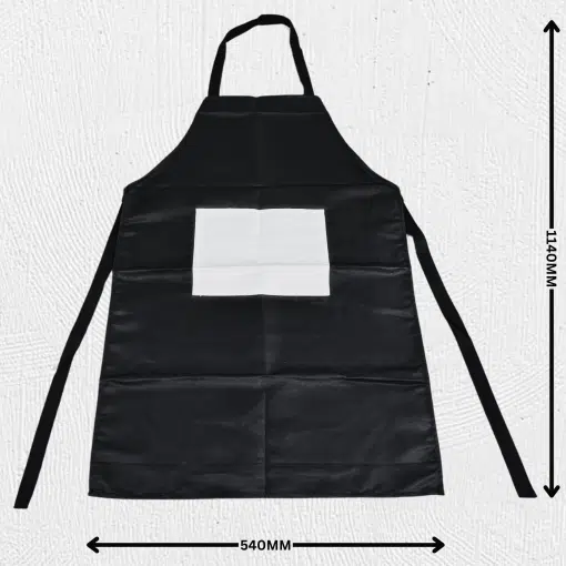 Large Black Apron with White Pocket - Image 6a101d5815cb38af415f6a54