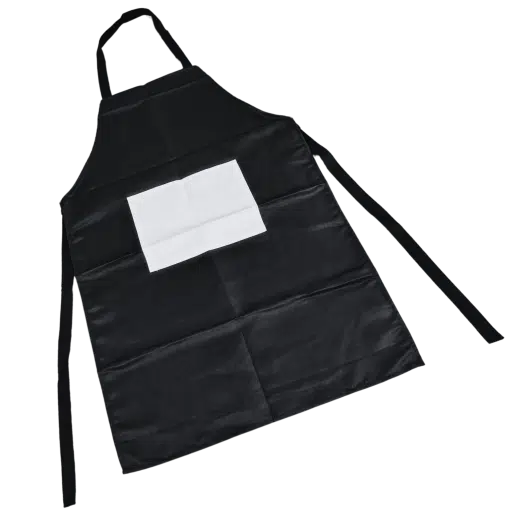 Large Black Apron with White Pocket - Image 6a101d5715cb38af415f6a51