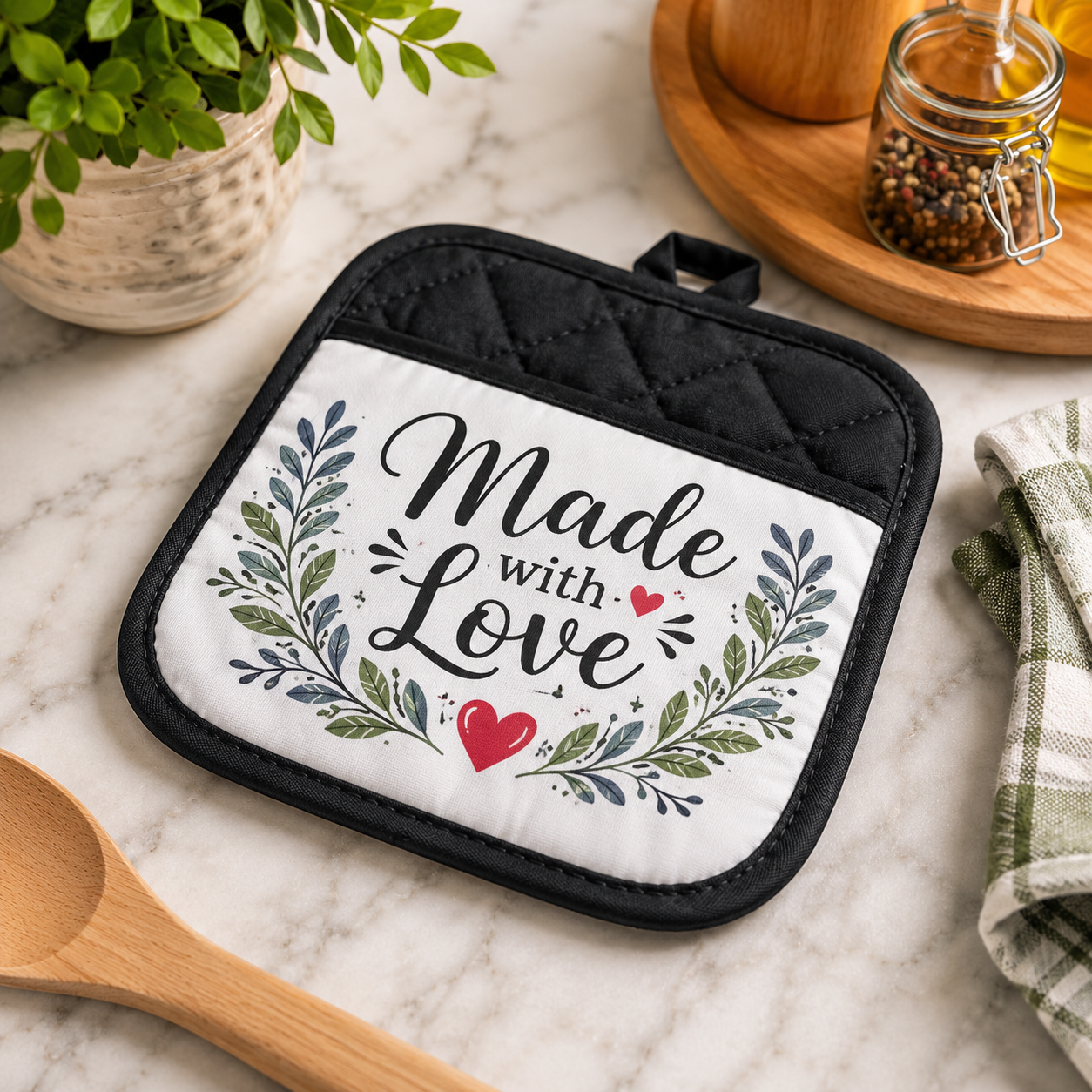 Chefs Pot Holder Black/White
