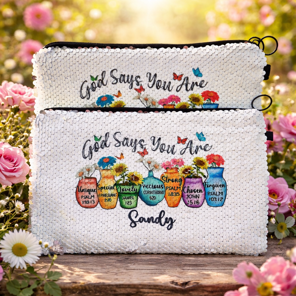 Sequin Makeup Bag Silver
