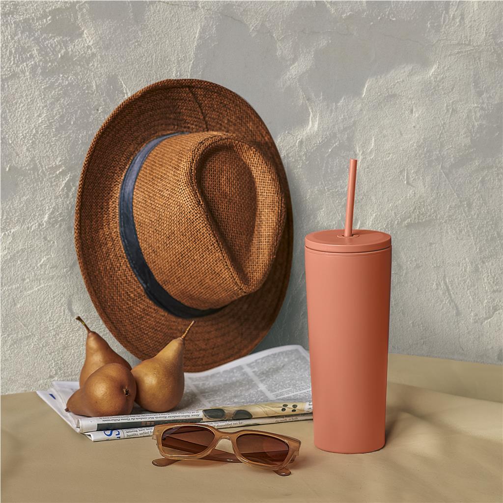 Concorde Stainless Steel & Plastic Double-Wall Tumbler & Straw - 720ml