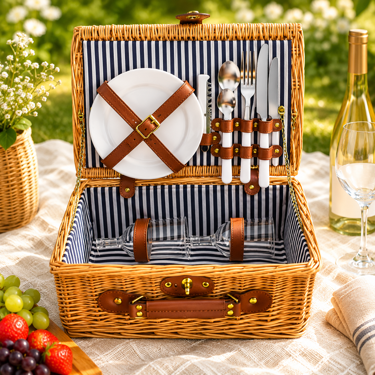 2-Person Rattan Picnic Basket