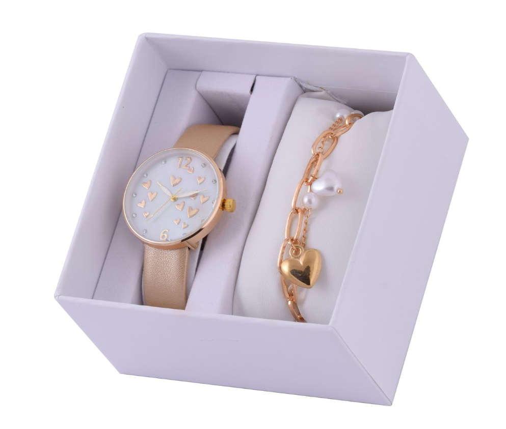 Digitime Emily Watch & Pearl Heart Bracelet Set - Image 6a296680046c3dbb33a3703f