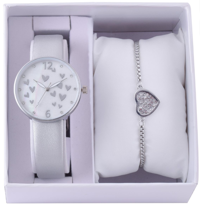 Digitime Emily Watch & Pearl Heart Bracelet Set - Image 6a2a84786cfff9781fc48a2b