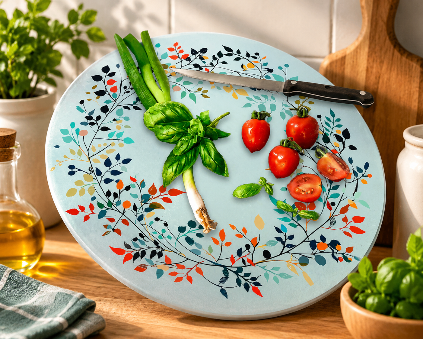 Round Textured Glass Cutting Board
