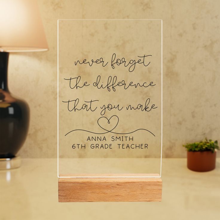 Acrylic  Rectangle Table Sign & Wooden Stand