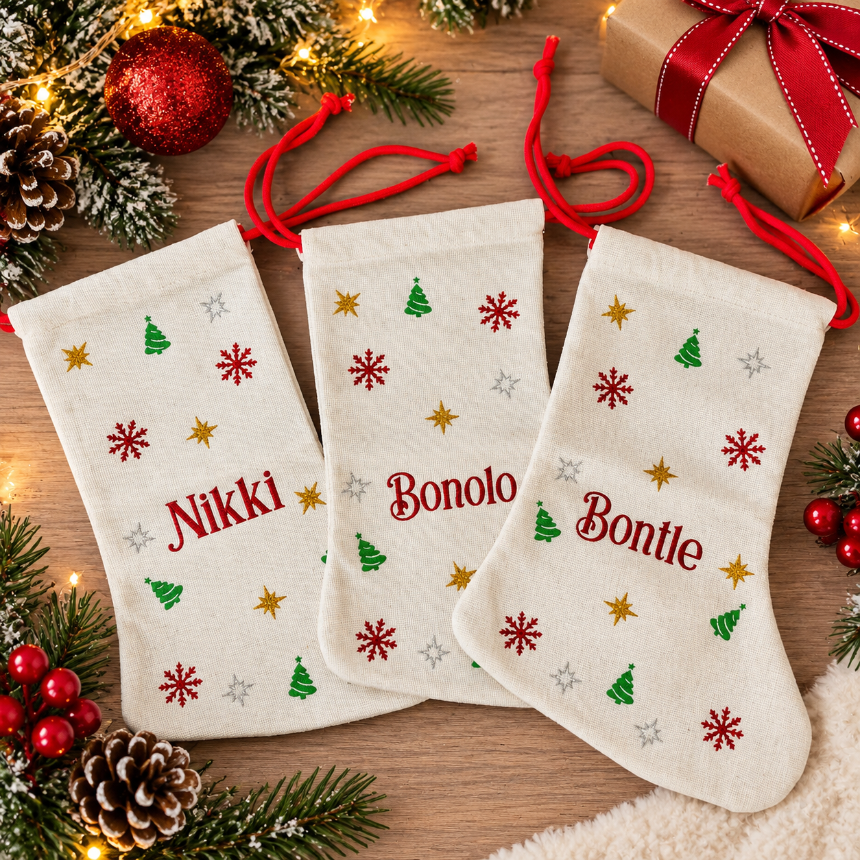 Drawstring X-Mas Sock