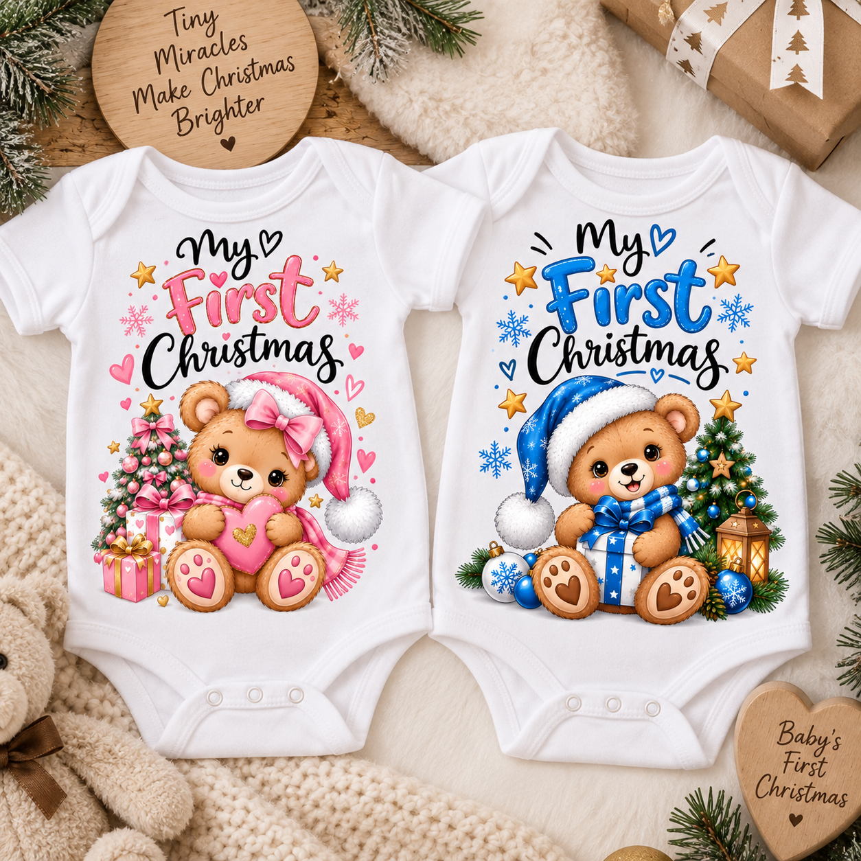 1st Christmas Baby Vests
