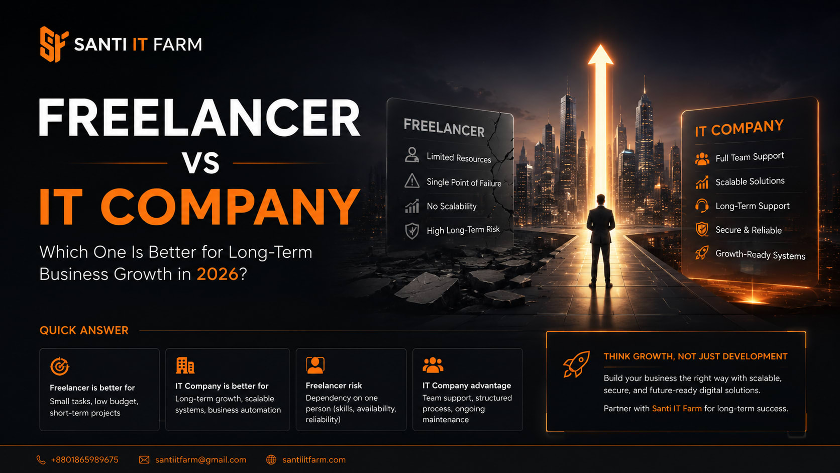 Freelancer vs IT Company: Which One Is Better for Long-Term Business Growth in 2026? - Santi IT Farm blog