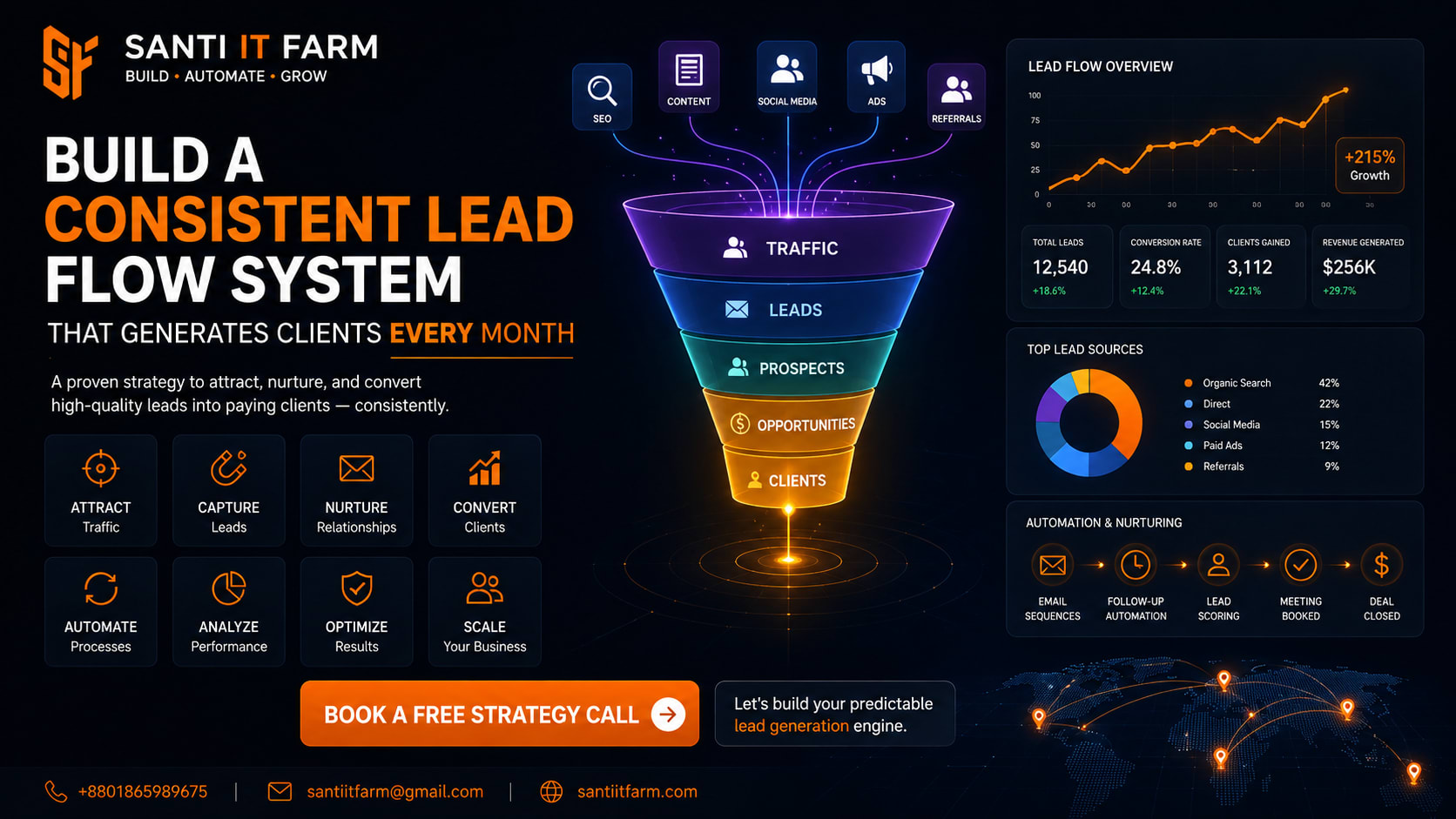 Business team building a consistent lead flow system for predictable client acquisition and sales growth