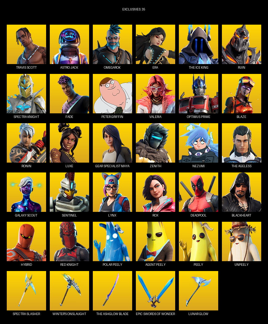 Fortnite Account ( PC ) (Travis Scott, Gear Specialist Maya, Astro Jack, Omegarok, Era, The Ice King, Ruin, Spectra Knight, Fade, Peter Griffin, Valeria, Optimus Prime, Blaze, Ronin, Luxe, Zenith, Nezumi, Galaxy Scout, Sentinel) (117 Skins)