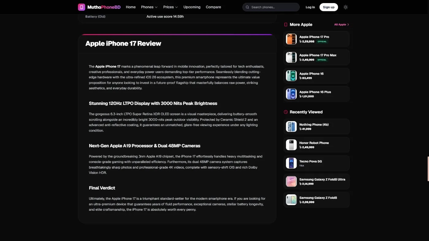 MuthoPhoneBD – Smartphone Research, Price Intelligence & Comparison Platform screenshot 7